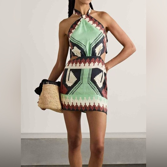 Geometric Print Halter Neck Mini Dress - Picture 3 of 3